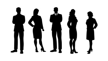 set of a group of standing business people