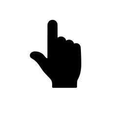 A simple vector illustration of a hand icon with a pointing index finger. Ideal for a variety of design purposes, including navigation, instructions, selection, and emphasis.