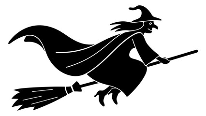 Halloween witch silhouette vector on tranparent background