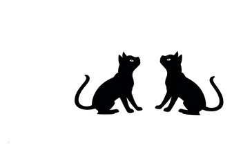 Cute Pet Cats in Silhouette – Vector Design.