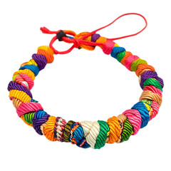 Vibrant Woven Anklet with Chunky Interlaced Threads Isolated on Transparent Background