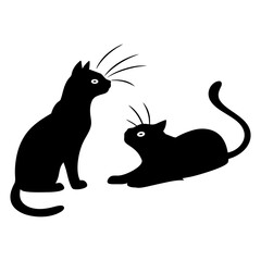 Cute Pet Cats in Silhouette – Vector Design.