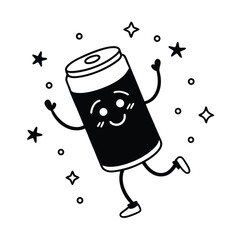 Happy Dancing Soda Can Cartoon Illustration