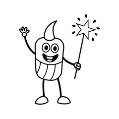 Happy Cartoon Monster with Sparkler