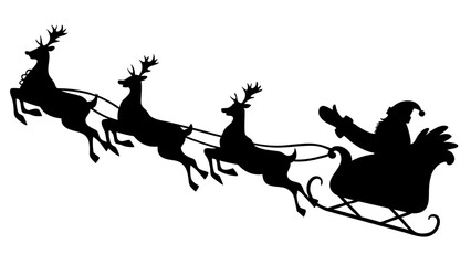 Santa with reindeer silhouette