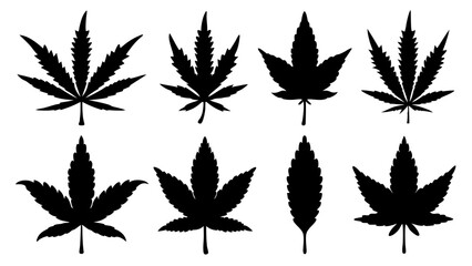 set of marijuana silhouette