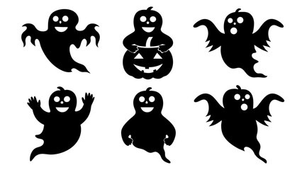 halloween ghost and pumpkin silhouette