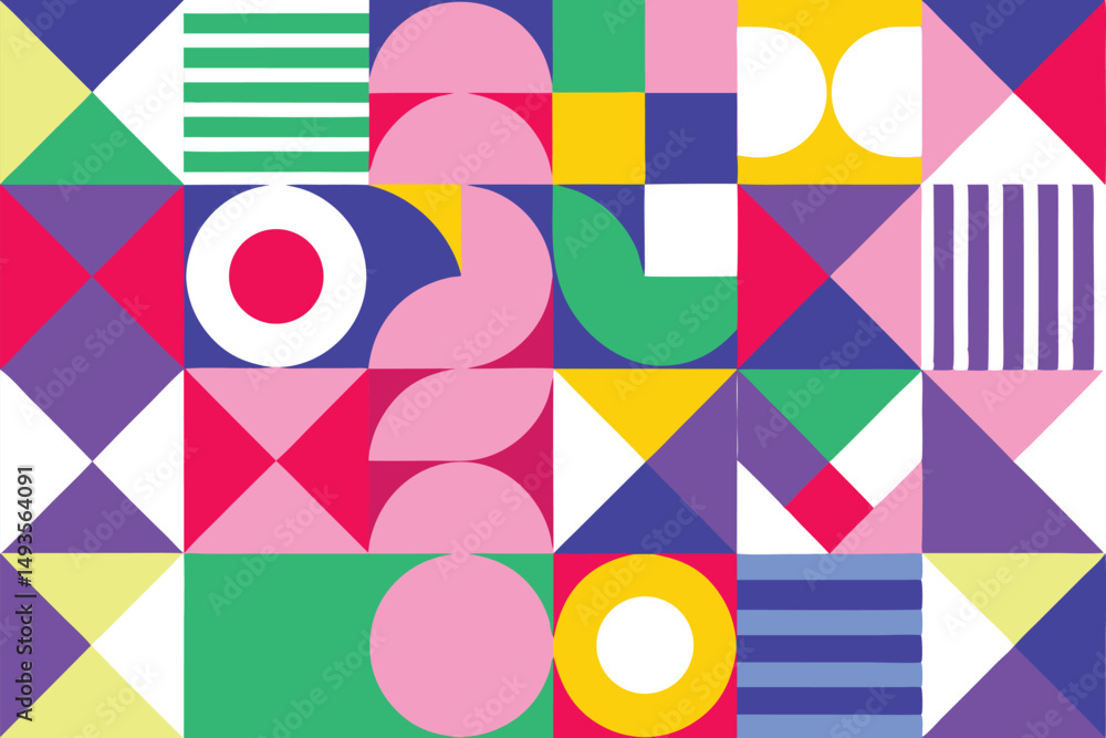 Aufkleber modern geometric abstract pattern design with bright colors suitable for various creative projects