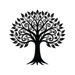 A decorative tree silhouette vector art illustration