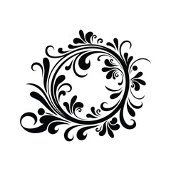 Black ornamental circle pattern silhouette vector art illustration