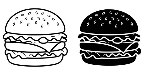 Black and white burger illustration