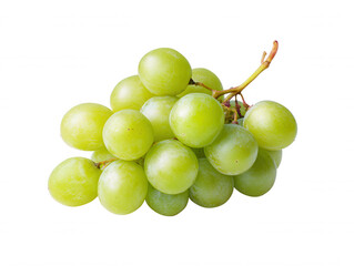 A fresh and vibrant bunch of juicy green grapes, illuminated against a clean white background, captures the essence of healthy eating and natural sweetness.
