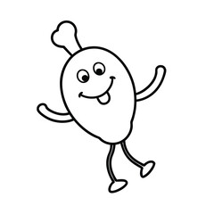 Happy Chicken Drumstick Cartoon Character