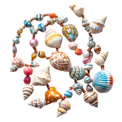Artistic Shell Necklace with an Eclectic Array of M Isolated on Transparent Background
