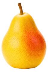Ripe yellow red pear fruit isolated on a transparent background