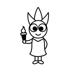 Cartoon Girl Holding a Torch