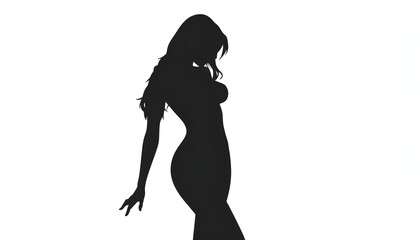 Female silhouette. Beautiful Sexy Naked Body Girl, flat papercut style. with white shades