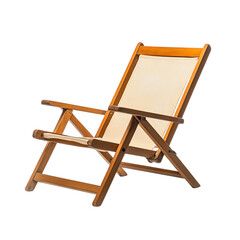 Minimalist Reclining Wooden Beach Chair with a Comp Isolated on Transparent Background