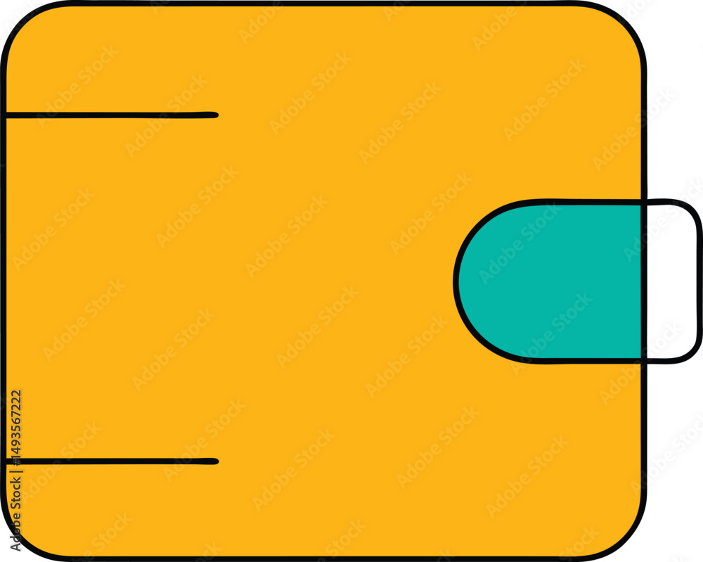 Poster stylish minimalist wallet icon in vibrant colors with rounded corners on transparent background