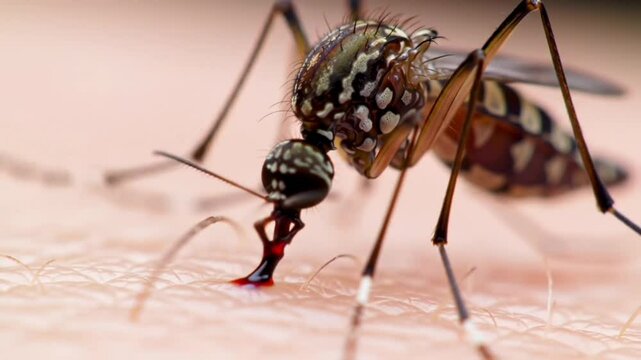 Mosquito on human skin 