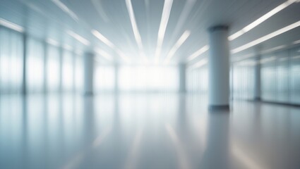 SOFTENED SPACIOUS OFFICE ENVIRONMENT, MODERN BUSINESS SPACE, WELL-LIT COMMERCIAL OPEN AREA WITH BIG GLASS WINDOWS, DEFOCUSED CORRIDOR