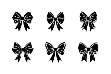 set of vector bows vector silhouette