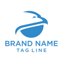 Modern abstract logo design featuring a stylized eagle head with bold lines and circular elements, ideal for branding, sports, or tech companies.