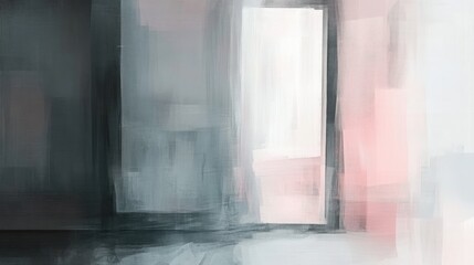Abstract painting in gray, white, and pink hues for modern design