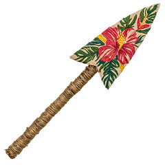 A Woven Cotton Arrow with Hawaiian Hibiscus Pattern Isolated on Transparent Background