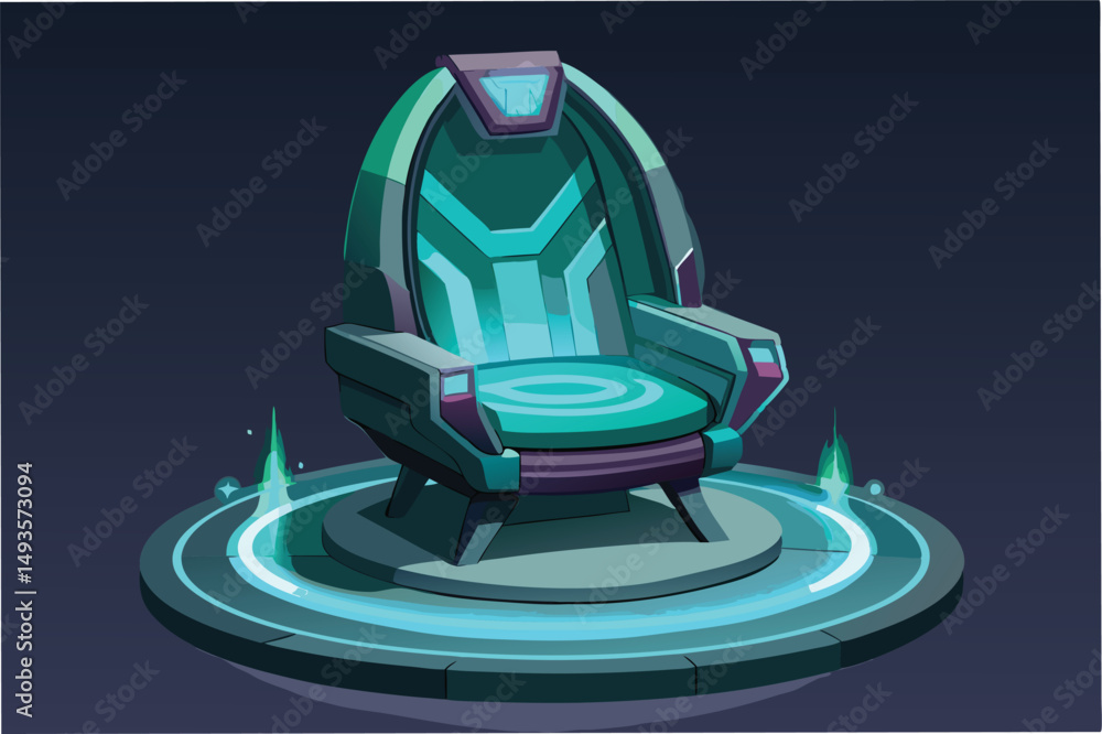 Aufkleber futuristic vector illustration of a glowing chair with teal accents and a sleek design on a circular
