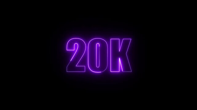 Vibrant Neon Purple "20K" Milestone Celebration Graphic for Social Media Achievement and Digital Content Creators