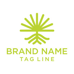 Obraz premium Abstract green logo design. A modern and organic symbol featuring radiating lines and curved elements, suggesting growth, nature, or connection. Versatile for various brand identities seeking a fresh 