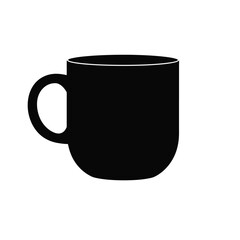 Simple plain ceramic mug with drink silhouette template. Modern minimal flat clip art vector illustration