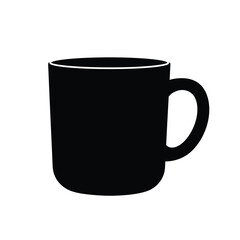 Simple plain ceramic mug with drink silhouette template. Modern minimal flat clip art vector illustration