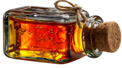 A transparent glass bottle filled with golden honey, perfect for natural branding, isolated on white --ar 16:9 --v 7.0 --s 750