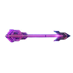 Futuristic Arrow with Innovative Details in Neon Pu Isolated on Transparent Background
