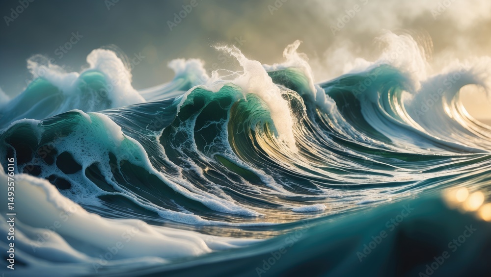 Poster highlighting artistic flowing patterns and waves