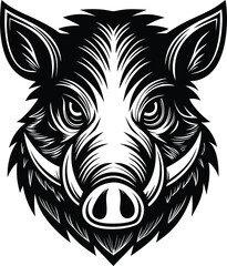  wild boar head silhouette on white background