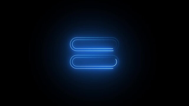 Twinkling Neon equal icon Light FX Animation. Dynamic Glow Neon equal Frame Pulse Motion. 