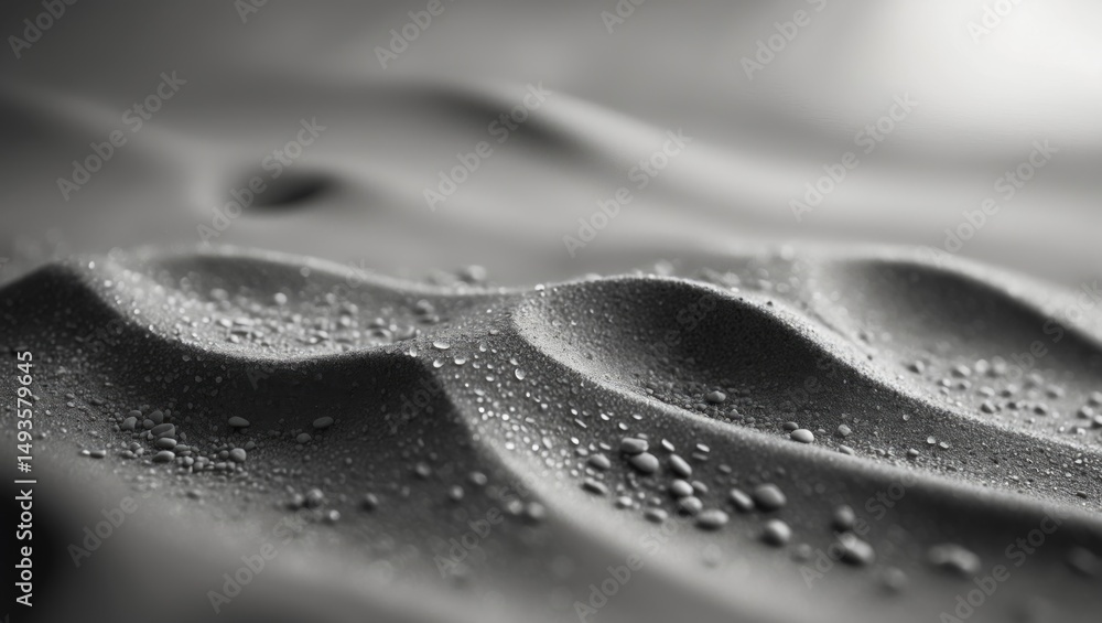 Poster close-up macro image of sand texture in monochrome.