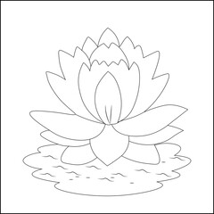 Lotus flower vector illustration coloring page