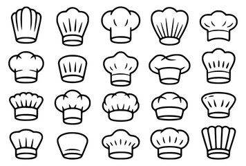 Collection of chef hats outline illustrations