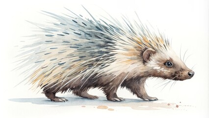 Fototapeta premium Watercolor Porcupine Illustration Prickly Wildlife Art, nature, painting