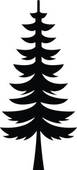 Obraz premium Simple black silhouette of a coniferous evergreen tree, a Christmas tree