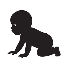 Baby Crawling On Floor Black Silhouette
