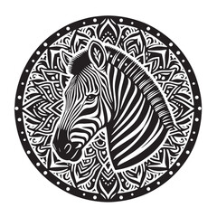 Black Color Zebra Silhouette Vector Illustration, Solid White Background. minimal vector design