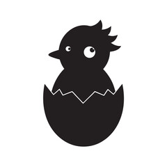 Chick Hatching Out Of Egg Silhouette