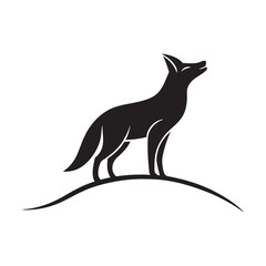 Coyote Howling Loudly On Hilltop Silhouette