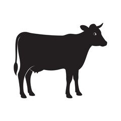 Cow Standing In Side Profile Silhouette