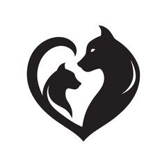 Dog And Cat Forming Heart Shape Silhouette